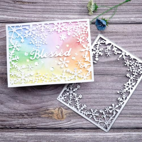 Kokorosa Stanzformen für Scrapbooking, Schneeflocken-Bilderrahmen, Metall-Stanzformen zum Basteln, Stanzformen für Kartenherstellung, geeignet für Party, Hochzeit, Urlaub usw