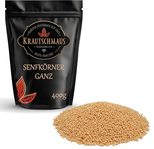 400g Senfkörner von Krautschmaus, Senfsamen, Senfsaat zum Würzen, Kochen, Einlegen und für Marinade, Senf Samen ohne Zusatzstoffe