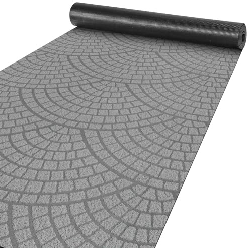 ANRO Teppich Läufer Küchenläufer Küchenteppich Läufer Flur Teppich Velours rutschfest waschbar für Flur, Schlafzimmer, Wohnzimmer, Küche Davis Grau 100 x 350cm