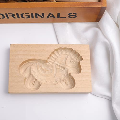 Geschnitzte Keksform aus Holz, Küche, Lebkuchen, Keks-Stempel, Kekspresse, Stempelformen, Plätzchenausstecher für Keksstempel, Sommer, Frühling, Dekoration, Weihnachtsgeschenke (Holzpferd)