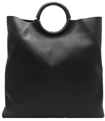 FrasiBags Tasche aus Leder, Damentasche, Handtasche für Damen, Tasche mit rundem Griff, Made in Italy, Schwarz