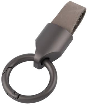 Adunsiaoto Auto Schlüsselanhänger, Herren-Schlüsselanhänger Aus Leder, Leder Auto Schlüsselanhänger Clips Schnalle Aus Zinklegierung Schlüssel-Anhänger Halter(Grau)