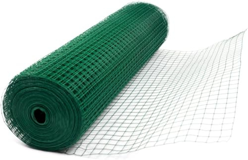BLUEBRIT® Green PVC Coated Welded Wire Mesh Grid, Robust and Flexible Fencing Solution for Gardens, Aviaries (1.2M X 45M)