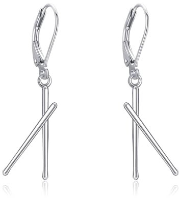 Drumstick Ohrringe 925 Sterling Silber Drumsticks Ohrringe Drummer Gifts Einzigartiger Schmuck für Frauen Männer Musikliebhaber (Silver)