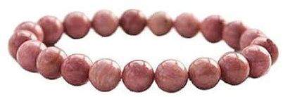 Bonheur de Lune - Bracelet Élastique pierre naturelle de qualité 8mm Protection Lithothérapie Bien Etre Bijou Hommes et Femmes Cadeau Spirituel (Rhodonite Rose)