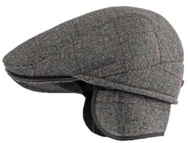 YAMEE Beret Homme d'hiver avec Pliable Cache-Oreilles Coupe-Vent,Casquette Plate Homme Classique Ajustable,Casquette Homme Vintage Hiver Chaud,Casquette Beret Homme Doux,Casquette de Conduite