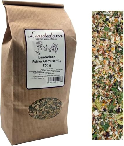 Lunderland Feiner Gemüsemix | 750 g | Ergänzungsfuttermittel für Hunde und Katzen | Mischung aus Gemüse, Früchten und Kräutern | Getreidefreie Ergänzung zur Fleischmahlzeit