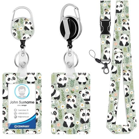 WJWINER Porte Badge avec Cordon, Collier Porte Carte, Cordon Badge Tour de Cou, Porte Badge de Carte d'Identification, avec Swivel Lobster Clasp, Pour Fournitures De Bureau Et Scolaires