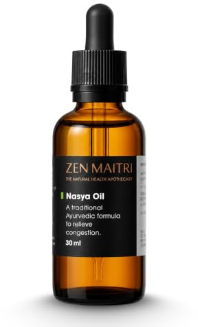 Zen Maitri Nasya Oil – Steroid-Free Ayurvedic Nasal Oil for Sinus & Allergy Congestion, Natural Decongestant Support for Cold & Flu, 30ml