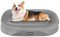 HMTOPE Orthopädisches Hundebett, Hundesofa, Vierseitiges Nackenrolle Kissen, rutschfeste Unterseite Hundekorb, Abnehmbar und Waschbar, Kleine Hunde, Mittelgroße Hunde, 90 x 71 x 15 cm, Mittelgrau