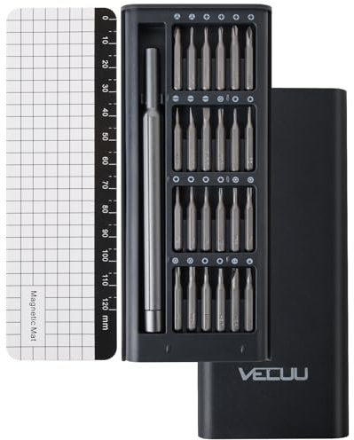 VECUU Feinmechaniker Schraubendreher Set, 24-in-1 Kleines Schraubendreher-Set für Elektronik mit S2-Stahl-Bits, Tragbares Mini Werkzeug für iPhone, iPad, MacBook, Laptop, PC, Tablet, Switch, Xbox
