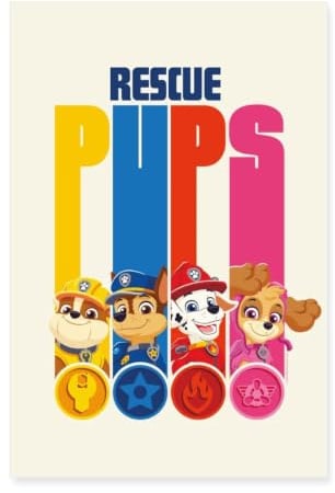 Paw Patrol Rescue Pups Rubble Chase Marshall Skye Poster 40x60 cm