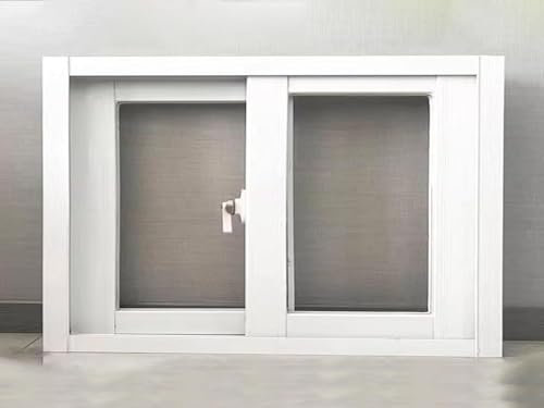 Finestra orizzontale scorrevole per cantina, 86 x 35 cm, bianca, piccola finestra per la casa per bagno, giardino, finestre con vetro e schermo, ideale per ventilazione e luce naturale