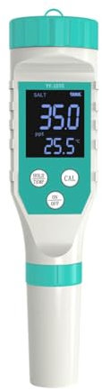 Junterone Analyseur de Qualité de L'Eau 7 en 1 PH/Chlore Libre/ORP/EC/TDS/Salinité/Température PH Mètre Testeur de Sel de Piscine pour Aquarium