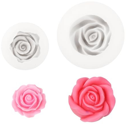 TEUYOE 2 stampi in silicone 3D a forma di peonie, garofani, rose, fiori, in silicone, per realizzare cioccolatini, compleanni, anniversari (2 rose)