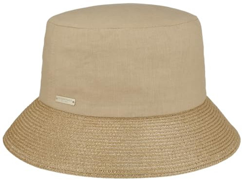 Seeberger Braided Brim Bucket Damenhut Sonnenhut Sommerhut Stoffhut nFischerhut Damen - Fischerhut mit Futter Frühling-Sommer Sommer - One Size beige