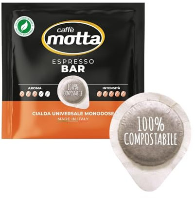 Caffè Motta Cialde Compostabili Espresso Bar 75 cialde da 7.3g per Cialda, Compatibili E.S.E.