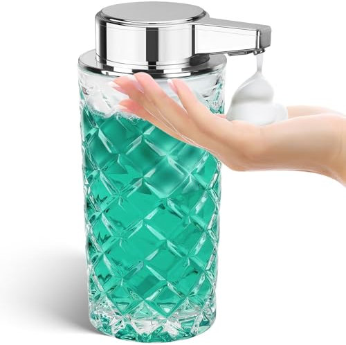 Phneems Seifenspender Automatisch Schaumseifenspender Glas Elektrischer Seifenspender mit Sensor USB-Aufladung IPX5 Waterproof 300ml FüR Bad KüChe