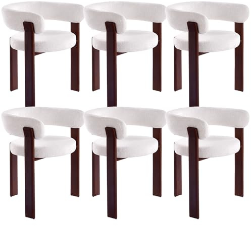 stone princess 6er Set Esszimmerstühle Mid Century Modern: Polsterstuhl mit Gebogener Rückenlehne & Metallgestell - Küchenstuhl Esszimmer Wohnzimmer - Einfacher Montage