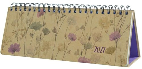 SIGEL Jolie Tischkalender Querkalender 2027 lila beige | 7J900, Hardcover, 2 Seiten = unten Woche / oben Planungsseite, 126 Seiten, zum Aufstellen, aus nachhaltigem Papier