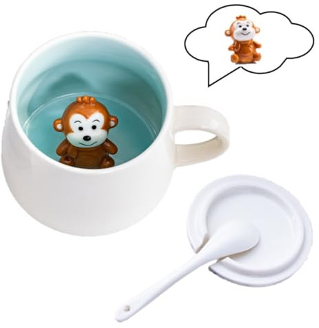 DEXYZZY 3D Tier Monkey Kaffee Tasse, 350ml Cartoon Kaffeetasse Milch Tee Keramik Becher, 3D Affe Tasse aus Keramik, Lustige Geschenke für frauen Freunde Kinder Mädchen Frau Geburtstagsgeschenk