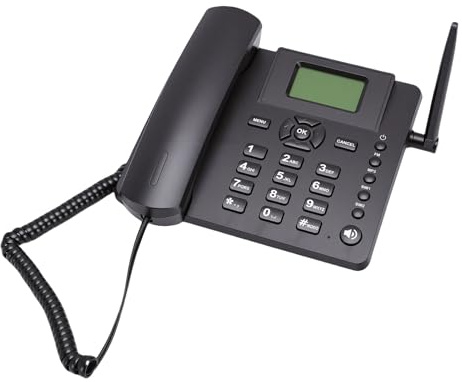 Jectse Drahtloses GSM-Desktop-Telefon, Dual-SIM-Quad-Band-2G-Schnurlostelefon mit Antennen-Radiowecker, für das Home-Office-Callcenter-Hotelgeschäft