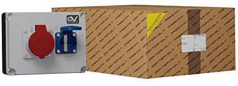 Doktorvolt Stromverteiler Baustromverteiler Wandverteiler Verteilerkasten WDD 1x230V Schuko 1x 6A CEE Wanddose Steckdosenverteiler Verdrahtet Anschlussfertig Werkstatt Fabrik