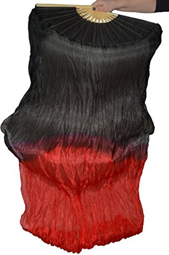 Dance Apparel & Accessories Veil Fan Veil Silk Fan Wings Belly Dance 1 Pair Black Red