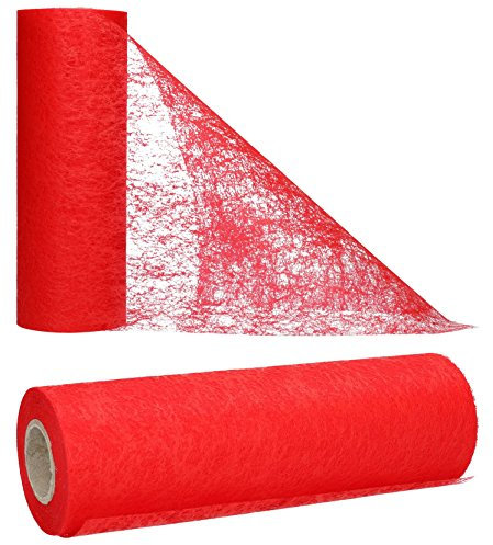 AmaCasa Vlies Tischläufer 23cm/10 Meter Flower Vlies Tischband Hochzeit Kommunion (Rot)