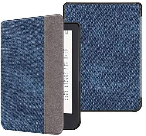 FINTIE Étui pour Kobo Clara HD 6 Pouces 2018 (Numéro de Modèle: N249) - Housse Fine et Légère Coque Fermeture Magnétique Fonction Réveil/Sommeil Automatique, Denim Bleu