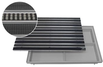 EMCO 60x40cm Eingangsmatte Diplomat Gummi + Bürsten 22mm + ACO Bodenwanne Vario Light Fußmatte Türmatte Abstreifer