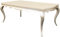 Casa Padrino Art Deco Esstisch Creme/Silber 189-240 x 108 x H. 76 cm - Ausziehbarer Massivholz Küchentisch - Art Deco Esszimmer Möbel
