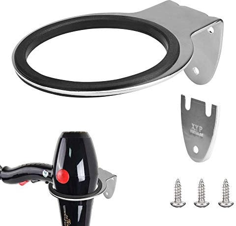 FAVENGO Porta Phon Set Porta Asciugacapelli da Parete Supporto Asciugacapelli in Acciaio Inossidabile Staffa Asciugacapelli con Viti e Guarnizioni per Bagno Camera da Letto Barbiere, Argento