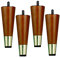 4x Holz Möbelfüße Tischbeine Möbelfüsse Massivholz Konisch Möbelbeine mit Gold Messing Abdeckung Vorgebohrten M10 Bolzen für Sofa Bett Schrank Stuhl,Nussbaum(8cm)