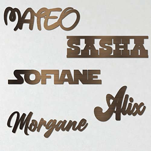 Personalisierter Name für Kinderzimmertür - personalisierter Kindername - PVC-Platte mit gestanzten Buchstaben - 17 Farben erhältlich (Bronze)