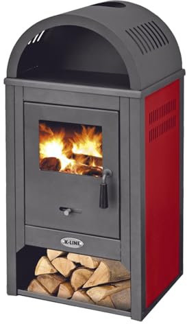Decorspace Poêle à bois De Lux 10 kW en acier peint cheminée h 109 cm (Bordeaux)