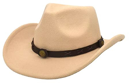 Faringoto Chapeau de cowboy pour homme Chapeau de cowgirl Chapeau en feutre Fedoras Chapeaux pour femme, beige, taille unique