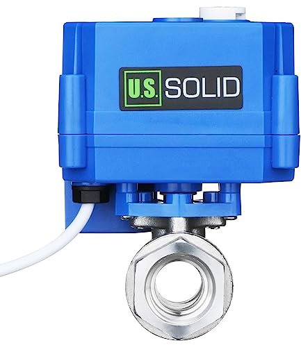 U.S. Solid Motorisierter Kugelhahn - G1/2 Edelstahl-Elektrischer Kugelhahn mit manueller Funktion, Vollport, 9-24V AC/DC und 3-Draht-1-Wege-Positive-Break-Setup