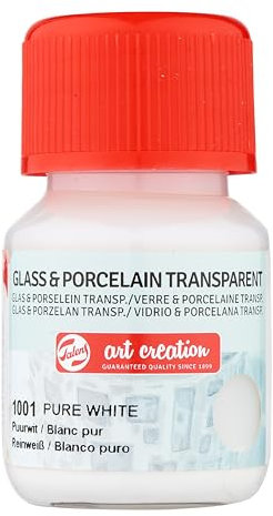 Talens Art Creation Vernice per vetro e porcellana - Flacone trasparente da 30 ml - Bianco Puro 1001 - Per vetro, porcellana e ceramica - Uso artistico e hobbistico