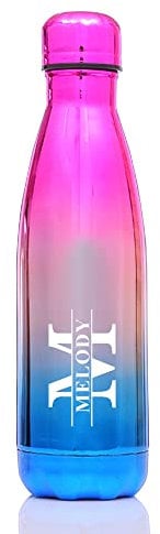 Personalised Insulated Water Bottle 500ML Water Bottles for Women Men 24 Hours Cold & 12 Hours Hot Vacuum Flask Stainless Steel Bottles for Birthday Christmas Her Mum(Pink to Silver to Blue)