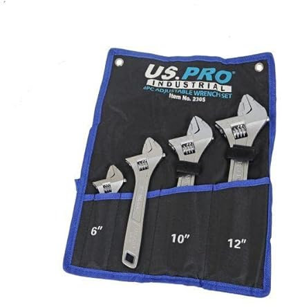 US PRO INDUSTRIAL 4PC Adjustable Wrench Spanner Set Sizes 6, 8, 10, and 12 2305
