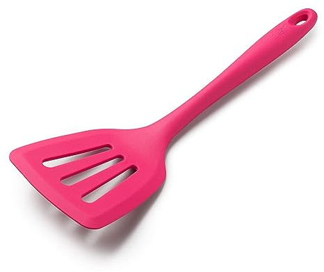Zeal Silicone Fish Slice, Food Turner with Flexible Stainless Steel Core, Wide Cooking Spatula Slotted Turner, Ideal for Eggs, Pancakes, Fish and More, Heat Resistant, Non-Scratch, 30cm, Neon Pink