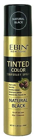 Spray temporal de color tintado, 3.38 onzas líquidas/negro natural, cobertura perfecta para cabello gris, spray para retoque de raíz