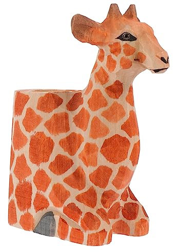 MAGICLULU Giraffe Pen Holder Desk Decoration Mini Pencils Desk Decorations for Office Giraffe Statues Home Decor Artist Brush Holder Wooden Pencil Pot Home Pen Holder Pen Pot Pen Case Animal