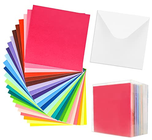60 Bunt Papier Briefumschläge Karten Set 6x6 inch mit Umschläge Blanko Falt-Karten Klappkarten für Hochzeit Geschenk Grußkarten Einladung (15x15cm)