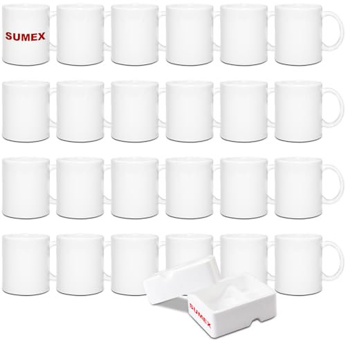 Sumex Set of 24 11oz Sublimation Blanks White Ceramic Coffee Mugs for Tea, Milk, Latte, Hot Cocoa