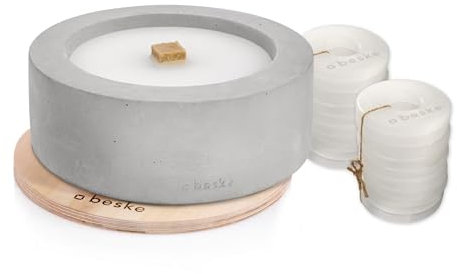 Betonfeuer® - Das Original der Beske-Manufaktur | Modell 'Taal' | Ø25cm mit Dauerdocht | Wiederbefüllbare Fackel | Unendliche Brenndauer | Recycling von Kerzenwachs (inkl. Nachfüllwachs)