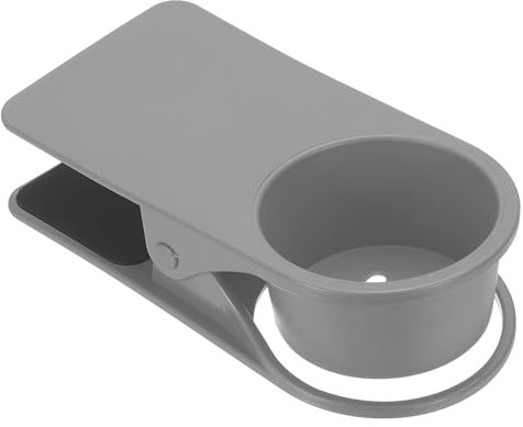 PATIKIL Desk Cup Holder Clip, Clamp on Table Cup Holder Bottle Couch Cup Holder for Boat Swing Patio Chairs Drink Beverage Soda, Gray