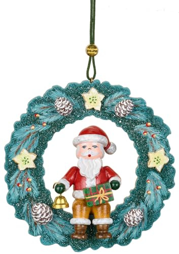Hubrig Volkskunst GmbH Christbaumschmuck Weihnachtsmann Advendskranz - 9 cm