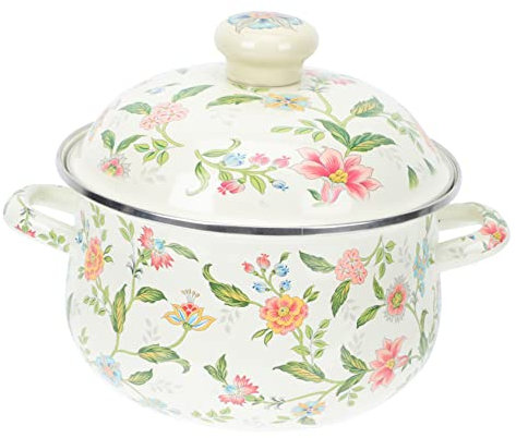 GLEAVI Olla De Esmalte Vintage Para Cocinar Guisos Práctica Olla De Esmalte Para Cocinar Sopa Utensilios De Cocina Para Usar Cocina